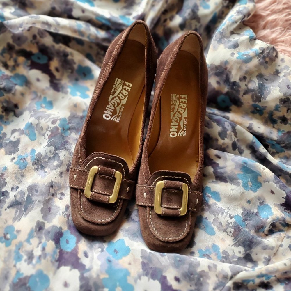 Ferragamo Salvatore Dark Brown Seude 5.5 Used Shoes